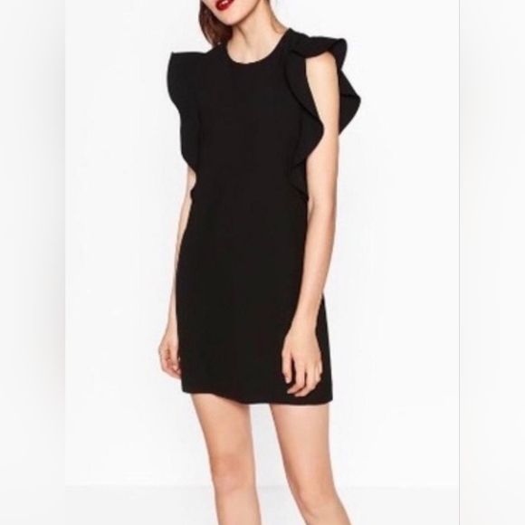 Zara Dresses & Skirts - Zara Women Black Ruffle Sleeve Mini dress